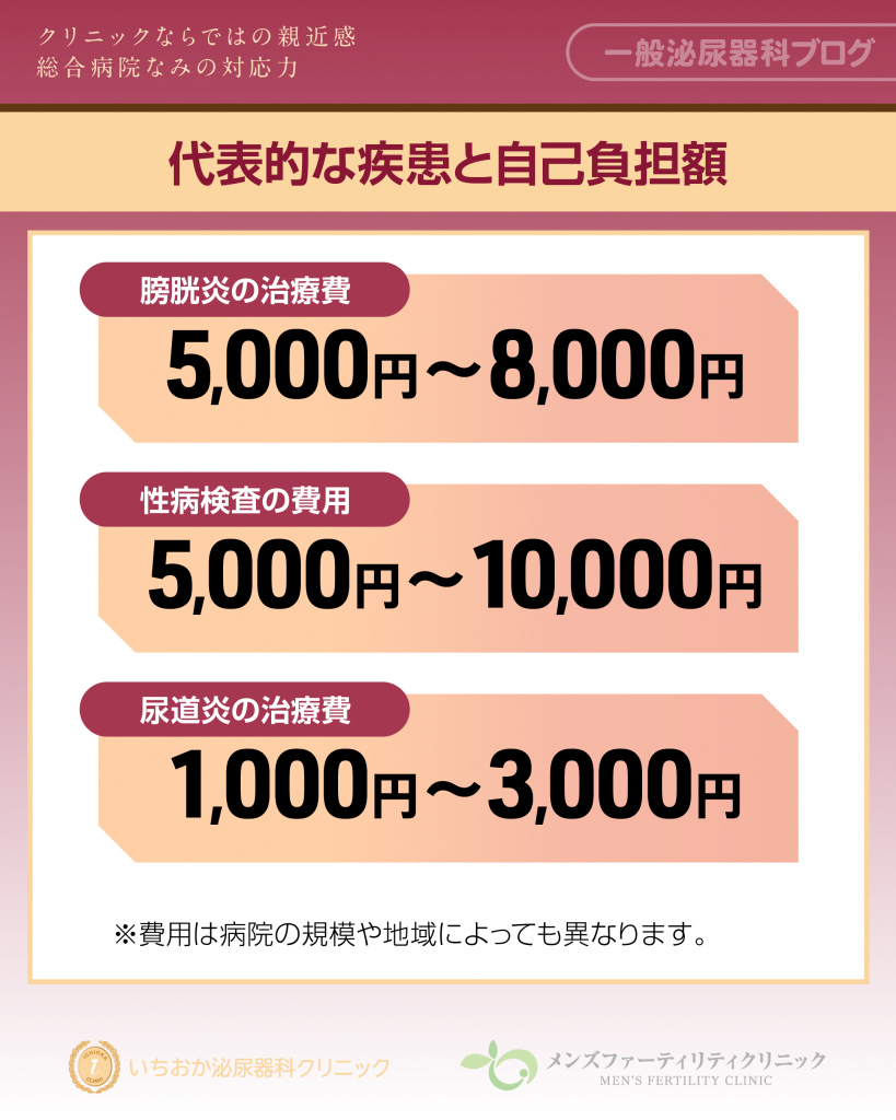 代表的な疾患と自己負担額