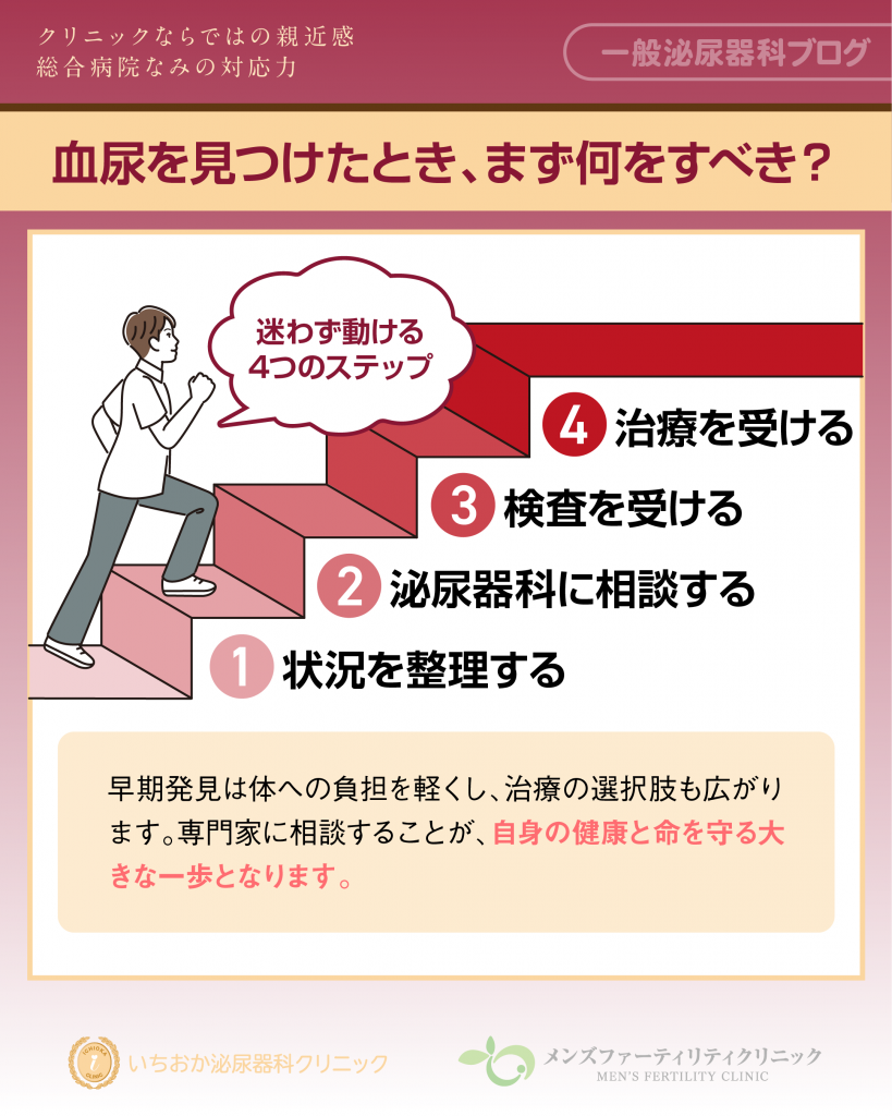 血尿を見つけたとき、まず何をすべき？