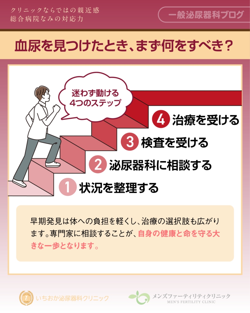 血尿を見つけたとき、まず何をすべき?