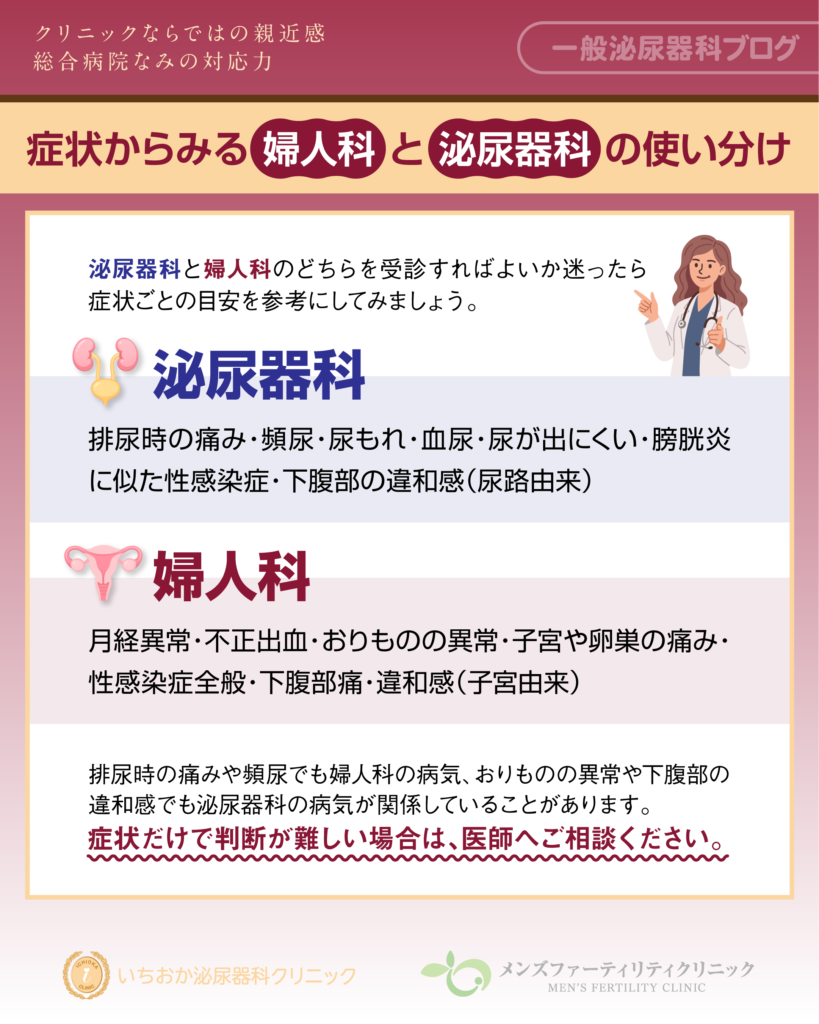 症状からみる婦人科と泌尿器科の使い分け