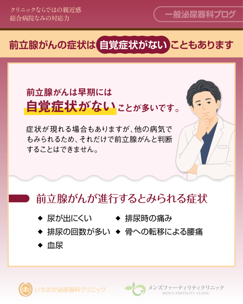 前立腺がんの症状は自覚症状がないこともあります